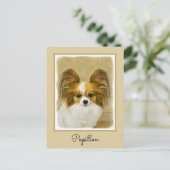 Papillon (Hound Tri) Malerei - Original Hundeschul Postkarte (Stehend Vorderseite)