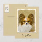 Papillon (Hound Tri) Malerei - Original Hundeschul Postkarte (Vorne/Hinten)