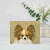 Papillon (Hound Tri) Malerei - Original Hundeschul Postkarte (Stehend Vorderseite)
