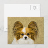 Papillon (Hound Tri) Malerei - Original Hundeschul Postkarte (Vorne/Hinten)
