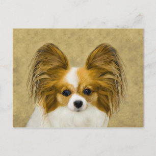 Papillon (Hound Tri) Malerei - Original Hundeschul Postkarte