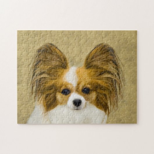 Papillon (Hound Tri) Malerei - Original Hundeschul Puzzle (Horizontal)