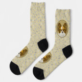 Papillon (Hound Tri) Malerei - Original Hundeschul Socken (Linkes Detail)