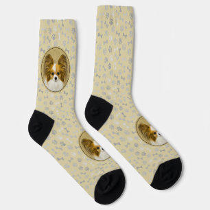 Papillon (Hound Tri) Malerei - Original Hundeschul Socken