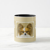 Papillon (Hound Tri) Malerei - Original Hundeschul Tasse (Zentrum)