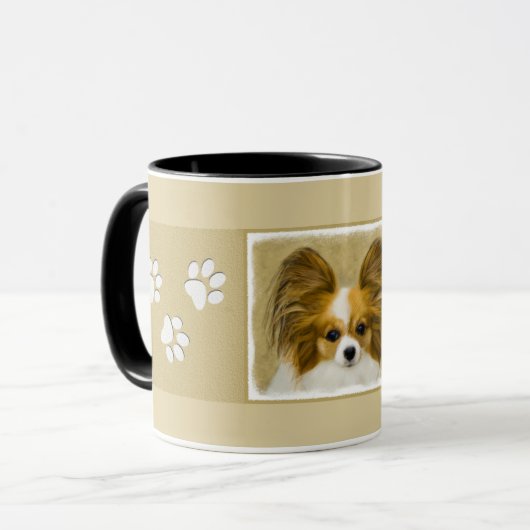 Papillon (Hound Tri) Malerei - Original Hundeschul Tasse (Vorderseite Links)