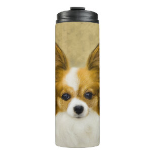 Papillon (Hound Tri) Malerei - Original Hundeschul Thermosbecher