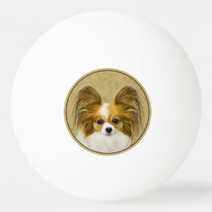 Papillon (Hound Tri) Malerei - Original Hundeschul Tischtennisball