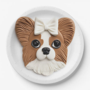 Papillon Hund 3D Inspiriert Pappteller
