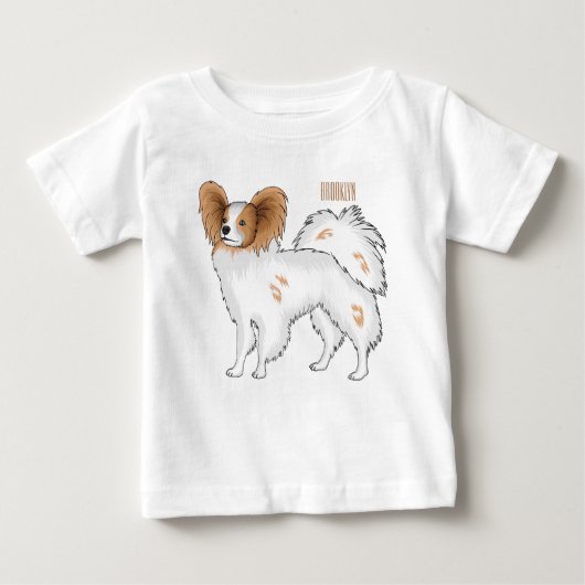 Papillon-Hund-Cartoon-Abbildung Baby T-shirt (Vorderseite)