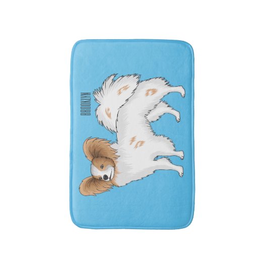 Papillon-Hund-Cartoon-Abbildung Badematte (Vorderseite Vertikal)