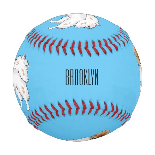 Papillon-Hund-Cartoon-Abbildung Baseball (Rückseite)