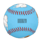 Papillon-Hund-Cartoon-Abbildung Baseball (Vorderseite)