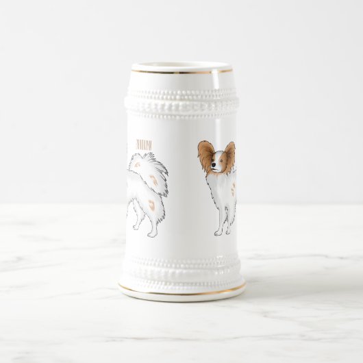 Papillon-Hund-Cartoon-Abbildung Bierglas (Mittel)