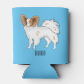 Papillon-Hund-Cartoon-Abbildung Dosenkühler (Rückseite)