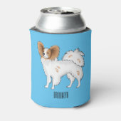 Papillon-Hund-Cartoon-Abbildung Dosenkühler (Kanne Rückseite)