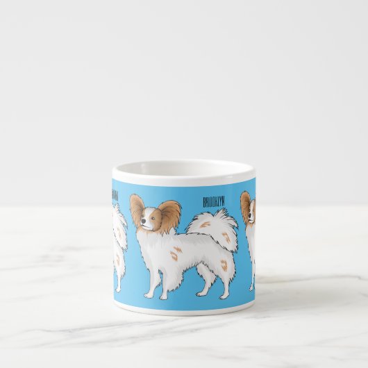 Papillon-Hund-Cartoon-Abbildung Espressotasse (Vorderseite)