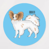 Papillon-Hund-Cartoon-Abbildung Etiketten (Design 2)