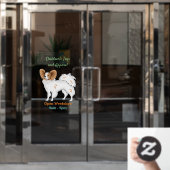 Papillon-Hund-Cartoon-Abbildung Fensteraufkleber (Büro Tür)