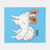 Papillon-Hund-Cartoon-Abbildung Fleecedecke (Vorderseite (Horizontal))