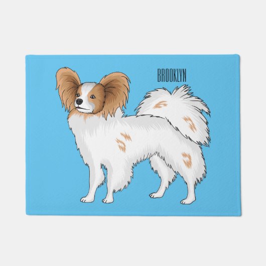 Papillon-Hund-Cartoon-Abbildung Fußmatte (Vorderseite)