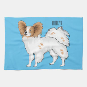 Papillon-Hund-Cartoon-Abbildung Geschirrtuch