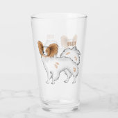 Papillon-Hund-Cartoon-Abbildung Glas (Rückseite)