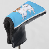 Papillon-Hund-Cartoon-Abbildung Golf Headcover (3/4 Vorderseite)