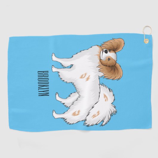 Papillon-Hund-Cartoon-Abbildung Golfhandtuch (Horizontal)
