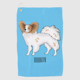 Papillon-Hund-Cartoon-Abbildung Golfhandtuch