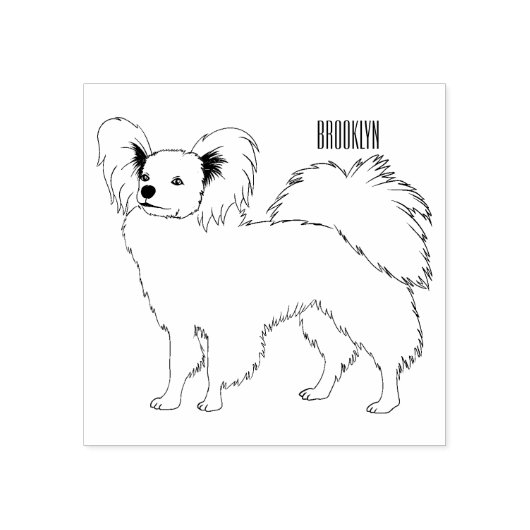 Papillon-Hund-Cartoon-Abbildung Gummistempel (Prägung)