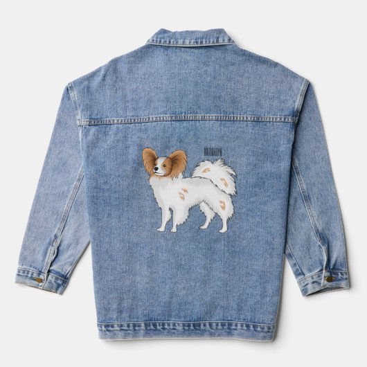 Papillon-Hund-Cartoon-Abbildung Jeansjacke (Rückseite)