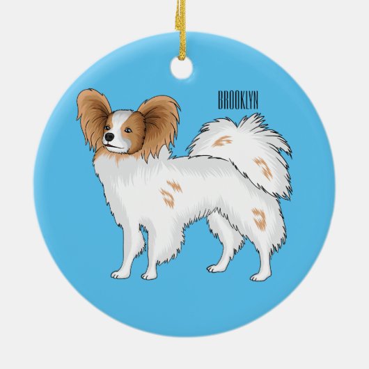 Papillon-Hund-Cartoon-Abbildung Keramik Ornament (Hinten)