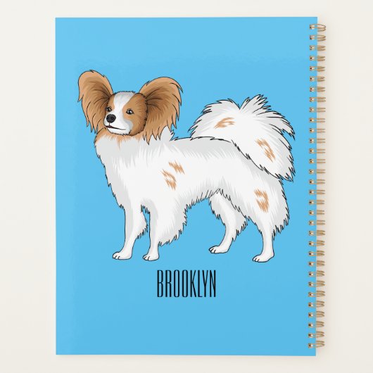 Papillon-Hund-Cartoon-Abbildung Planer (Rückseite)