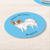 Papillon-Hund-Cartoon-Abbildung Runder Pappuntersetzer (Angewinkelt)