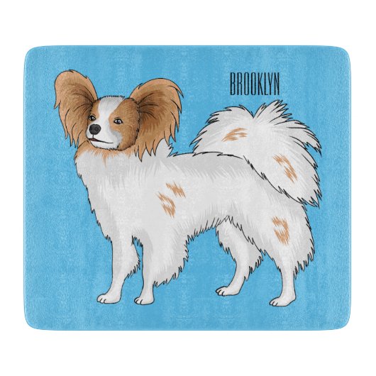 Papillon-Hund-Cartoon-Abbildung Schneidebrett (Vorderseite)