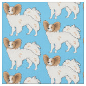 Papillon-Hund-Cartoon-Abbildung Stoff (Nahaufnahme)