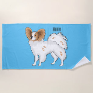 Papillon-Hund-Cartoon-Abbildung Strandtuch