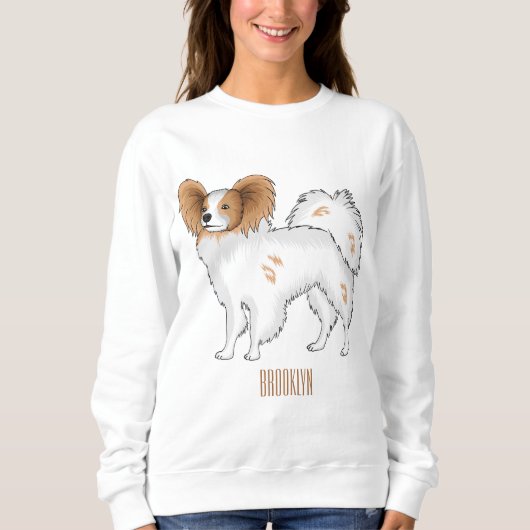 Papillon-Hund-Cartoon-Abbildung Sweatshirt (Vorderseite)