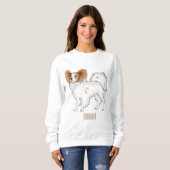 Papillon-Hund-Cartoon-Abbildung Sweatshirt (Vorne ganz)