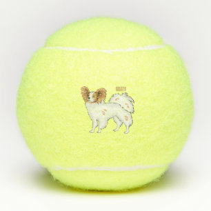 Papillon-Hund-Cartoon-Abbildung Tennisbälle