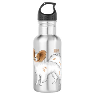 Papillon-Hund Cartoon-Illustration Edelstahlflasche