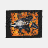 Papillon Hund Halloween Fleecedecke (Vorderseite (Horizontal))