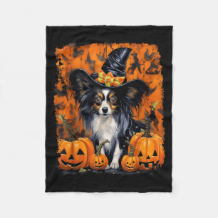Papillon Hund Halloween Fleecedecke