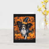 Papillon-Hund Halloween Karte (Gelbe Blume)