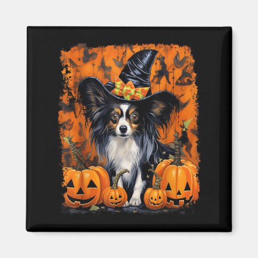 Papillon-Hund Halloween Magnet (Vorne)
