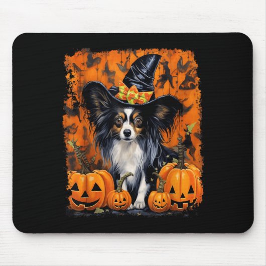 Papillon Hund Halloween Mousepad (Vorne)