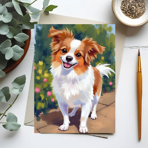 Papillon-Hund   Haustier Aquarellmalerei Postkarte