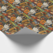 Papillon-Hund Herbst Ernte Erntedank Geschenkpapier (Ecke)