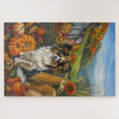 Papillon-Hund Herbst Ernte Erntedank Puzzle (Horizontal)